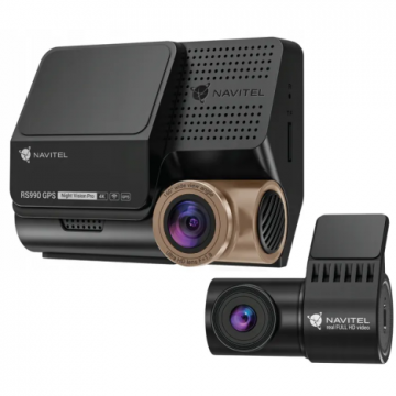 NAVITEL Camera auto duala DVR Navitel RS990 , 3, 4K, GPS, G-Senzor, viziune nocturna, Negru