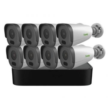 Sistem supraveghere IP PoE Tiandy, 8 camere 2MP IR 50m Microfon, NVR 8 canale PoE 6MP