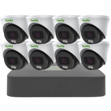 Sistem supraveghere IP Tiandy PoE, 8 camere 4MP IR 30m Microfon, NVR 8 canale 6MP