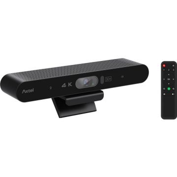 AXTEL Camera Videoconferinta Axtel AX-4K Video-Bar-Mini, Rezolutie 4k 3840x2160@30fps, Senzor 1/3.0, 8.0MP, Zoom digital 4x; ePTZ; Functii urmarire vorbitor, prim-plan grup; Unghi de vizualizare D94 / H90 / V55 grade, iluminare minima 340 lux; preluare s