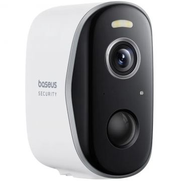 BASEUS CAMERA IP Exterior Baseus N1 +, 2K, 2304 x 1296, acumulator integrat, unghi pana la 120 grade, IP67, dist. IR 30 m, tip lentila fixa 3 mm, 3 Mpx, wireless + RJ-45, slot SD card, S0TZ002130 (timbru verde 0.8 lei)