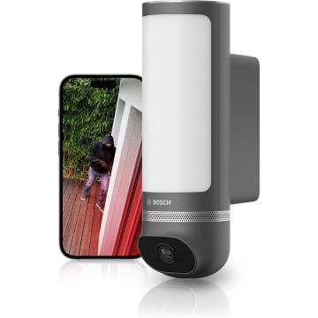 BOSCH Camera supraveghere exterior Bosch Smart Home II, Full HD 1080p, alarma integrata, lumina de design, compatibila Alexa, antracit