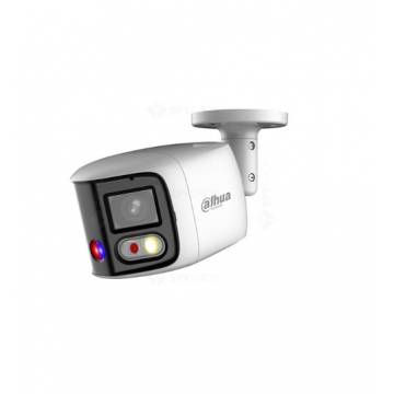 Camera supraveghere IP Dahua WizSense Duo Active, 2 x 4 MP, 2.8 mm, lumina alba 20 m, IR 25 m, microfon, slot card, PoE