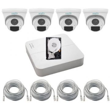 Sistem supraveghere IP Uniarch, 4 camere de interior 4MP 2K, IR 30m, Microfon, NVR 4 canale, HDD 500GB, Accesorii montaj
