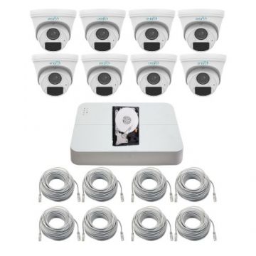 Sistem supraveghere IP Uniarch, 8 camere de interior 4MP 2K, Infrarosu 30m, Microfon, Slot card SD, Microfon, NVR 8 canale, HDD 500GB, Accesorii montaj
