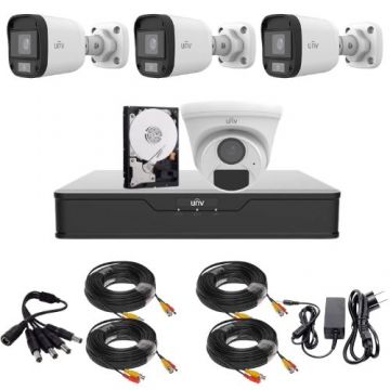 Kit supraveghere 3 mini camere Uniview, ColorHunter, 5MP 2K+, Lumina Alba 20m, Vedere color pe timp de noapte, 1 camera dome 2MP, IR 20m, Microfon, Accesorii montaj, Vizualizare de pe telefon Kit supraveghere 3 mini camere Uniview, ColorHunter, 5MP 2K+, Lumina Alba 20m, Vedere color pe timp de noapte, 1 camera dome 2MP, IR 20m, Microfon, Accesorii montaj, Vizualizare de pe telefon