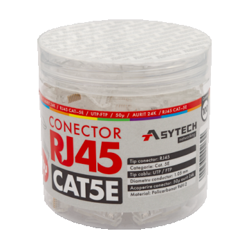 Mufa RJ-45 UTP Cat.5e (100 buc), 50u RJ45-CAT5E-50U-JAR Mufa RJ-45 UTP Cat.5e (100 buc), 50u RJ45-CAT5E-50U-JAR