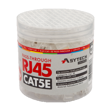 Mufa RJ-45 UTP Cat.5e EZ Passthrough, 50u (100 buc) RJ45-CAT5E-EZ-50U-JAR Mufa RJ-45 UTP Cat.5e EZ Passthrough, 50u (100 buc) RJ45-CAT5E-EZ-50U-JAR