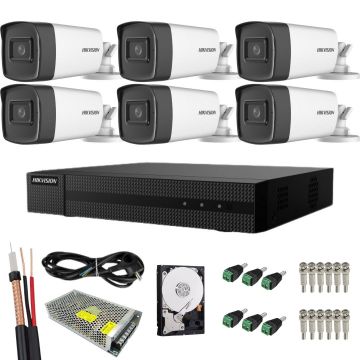 Sistem supraveghere complet Hikvision Turbo HD, Functii inteligente, 6 camere Bullet, 5MP, IR 40 m, HDD 1TB inclus, Vizualizare de pe mobil, Accesorii montaj Sistem supraveghere complet Hikvision Turbo HD, Functii inteligente, 6 camere Bullet, 5MP, IR 40 m, HDD 1TB inclus, Vizualizare de pe mobil, Accesorii montaj