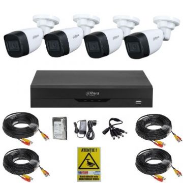 Sistem supraveghere inteligent Dahua, 4 camere 2MP Full HD, Vizualizare pe timp de noapte 30m, De exterior, DVR 4 canale, HDD 500GB, Accesorii montaj Sistem supraveghere inteligent Dahua, 4 camere 2MP Full HD, Vizualizare pe timp de noapte 30m, De exterior, DVR 4 canale, HDD 500GB, Accesorii montaj
