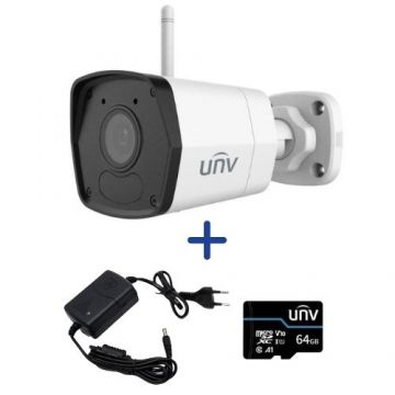 Sistem supraveghere o camera UNV Wi-Fi 2MP Smart IR 30m microfon, sursa 12V, card memorie 64GB Sistem supraveghere o camera UNV Wi-Fi 2MP Smart IR 30m microfon, sursa 12V, card memorie 64GB