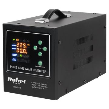UPS centrala termica, 1000 VA, 700 W, 12 V, Rebel, RB-4028, POWER-1000-LFP4, functii multiple, sinusoida pura UPS centrala termica, 1000 VA, 700 W, 12 V, Rebel, RB-4028, POWER-1000-LFP4, functii multiple, sinusoida pura