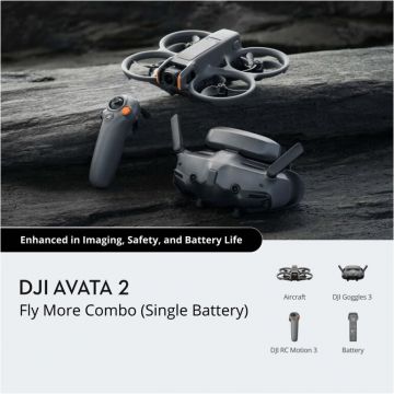 DJI Kit Drona DJI Avata 2 FMC, 4K60, 12MP, 1xbaterieGimbal o axa, 64.8km/h, 377gr DJI Kit Drona DJI Avata 2 FMC, 4K60, 12MP, 1xbaterieGimbal o axa, 64.8km/h, 377gr