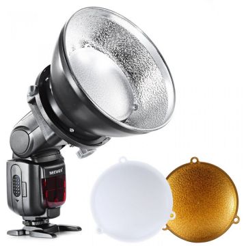 Falcon Eyes Beauty-dish FalconEyes pentru blitz pe patina cu adaptor universal Falcon Eyes Beauty-dish FalconEyes pentru blitz pe patina cu adaptor universal