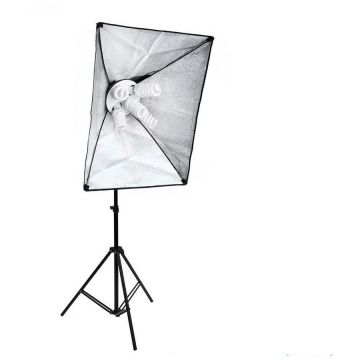 Generic Kit lumina continua foto video lampa cu 5 becuri + softbox 50X70cm + stativ Generic Kit lumina continua foto video lampa cu 5 becuri + softbox 50X70cm + stativ