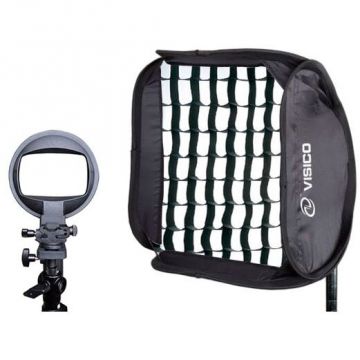 Visico Softbox Visico 40x40cm cu grid honeycomb si flash holder EB-063 Visico Softbox Visico 40x40cm cu grid honeycomb si flash holder EB-063