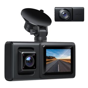 Camera auto DVR dubla Apeman, Full HD, 4 senzori IR, unghi 170 grade, WDR, G-Sensor, mod parcare, filmare in bucla