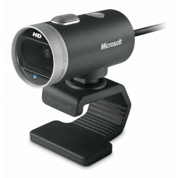 Camera web PC Microsoft LifeCam Cinema HD, 720 p, focalizare automata, ecran lat, microfon incorporat, Negru