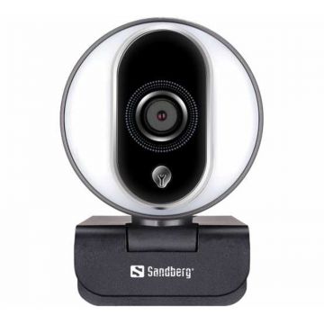 Camera web Streamer Pro Sandberg, Full HD, 1920 x 1080 px, USB 2.0, microfon incorporat, Negru