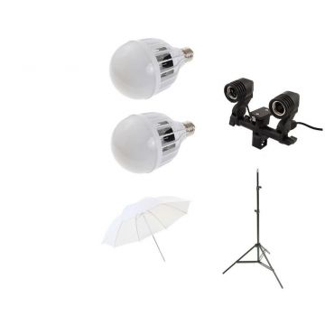 Generic Starter kit lumina continua foto-video cu umbrela de difuzie si 2x bec LED 48W 6500K Generic Starter kit lumina continua foto-video cu umbrela de difuzie si 2x bec LED 48W 6500K
