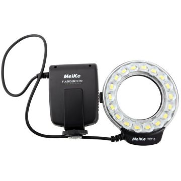 Meike Blitz macro Meike MK-FC100 cu LED-uri si functie de lumina continua Meike Blitz macro Meike MK-FC100 cu LED-uri si functie de lumina continua