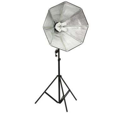 OEM Kit suport pentru 4 becuri cu fasung E27 + softbox octogonal 65cm + stativ+ 4 becuri OEM Kit suport pentru 4 becuri cu fasung E27 + softbox octogonal 65cm + stativ+ 4 becuri