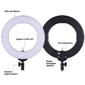 Zomei Lampa circulara Zomei 35cm cu suport telefon Zomei Lampa circulara Zomei 35cm cu suport telefon