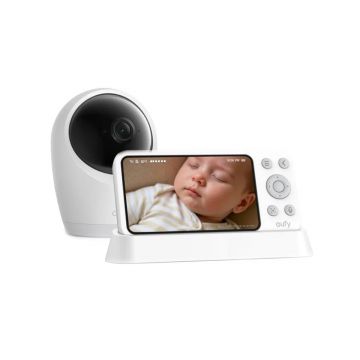 Baby monitor WiFi Eufy E21, 8 MP, zoom 8x, 5000 mAh, microfon si difuzor, slot card, USB Type-C