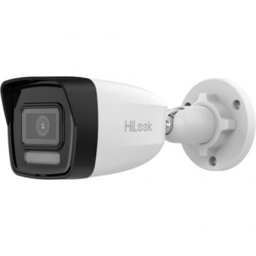 Camera de supraveghere IP Hikvision HiLook IPC-B180HA-LU(4mm), 8MP 4K, iluminare duala 30m, 4mm, microfon, PoE, IP67