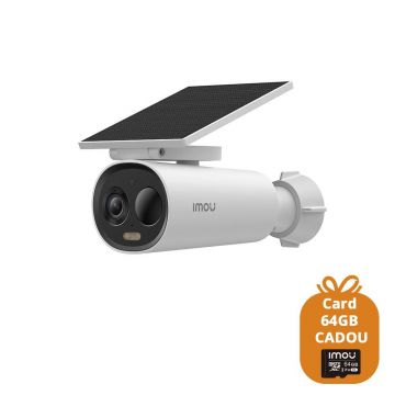 Camera supraveghere exterior WiFi cu panou solar IMOU Cell 3C IPC-K9DC-5M0WEH-V2, 5 MP, 2.8 mm, IR / lumina alba 15 m, 5000 mAh, slot card, microfon si difuzor