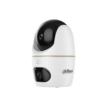 Camera supraveghere WiFi rotativa IP Dome Dahua Hero Dual H3D-3F, 3 + 3 MP, 2 x 3.6 mm, IR / lumina alba 30 m, slot card, microfon si difuzor, auto-tracking, detectie animale / oameni