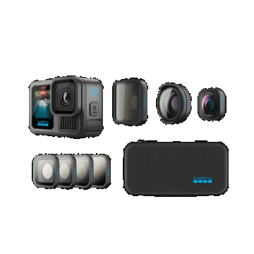 Camera video de actiune GoPro HERO13 Black Bundle HB-Series Lens Collection, 27MP, 5.3K, Ecran tactil 2.27inch, Stabilizare HyperSmooth 6.0, TimeWarp 3.0, Wi-Fi, Bluetooth, Control vocal, ND4, ND8, ND16 + ND32 (Negru)