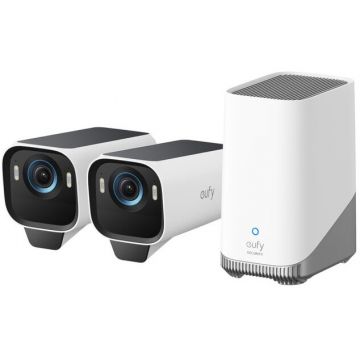 eufy Sistem supraveghere video wireless eufyCam S3 Pro, 4K, BionicMind™, MaxColor Vision, Panou Solar integrat, Homebase 3 + 2 camere video eufyCam S3 eufy Sistem supraveghere video wireless eufyCam S3 Pro, 4K, BionicMind™, MaxColor Vision, Panou Solar integrat, Homebase 3 + 2 camere video eufyCam S3