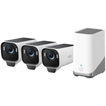 eufy Sistem supraveghere video wireless eufyCam S3 Pro, 4K, BionicMind™, MaxColor Vision, Panou Solar integrat, Homebase 3 + 3 camere video eufyCam S3 eufy Sistem supraveghere video wireless eufyCam S3 Pro, 4K, BionicMind™, MaxColor Vision, Panou Solar integrat, Homebase 3 + 3 camere video eufyCam S3