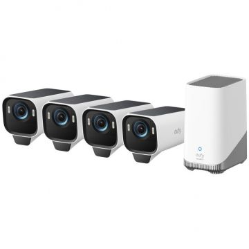 eufy Sistem supraveghere video wireless eufyCam S3 Pro, 4K, BionicMind™, MaxColor Vision, Panou Solar integrat, Homebase 3 + 4 camere video eufyCam S3 eufy Sistem supraveghere video wireless eufyCam S3 Pro, 4K, BionicMind™, MaxColor Vision, Panou Solar integrat, Homebase 3 + 4 camere video eufyCam S3