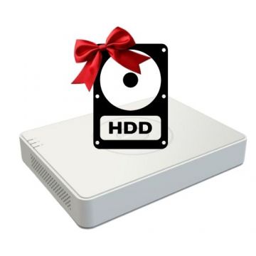 NVR 8 canale, 6 MP, 60 Mbps, PoE Hikvision DS-7108NI-Q1/8P(D) + CADOU HDD 1TB