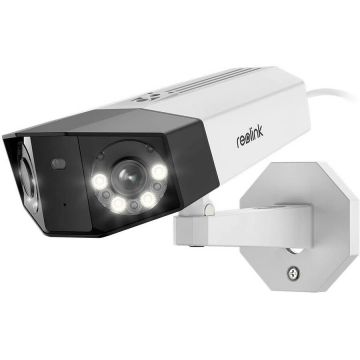 Reolink Camera de supraveghere pentru exterior Reolink Duo Series P730 PoE , 8MP ,4K, cu lentile duble in aer liber, vedere panoramica 180°, detectie persoane/vehicule/animale, Color Night Vision, audio bidirectional (Alb)