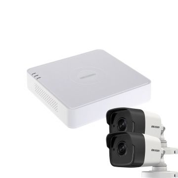 Sistem supraveghere exterior basic HikVision, 2 camere, 5 MP, IR 30 m, 2.8 mm, microfon