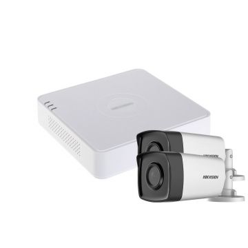 Sistem supraveghere exterior basic HikVision, 2 camere, 5 MP, IR 80 m, 3.6 mm