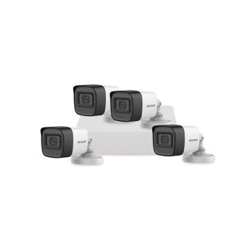 Sistem supraveghere exterior basic HikVision, 4 camere, 2 MP, IR 30 m, 2.8 mm, microfon