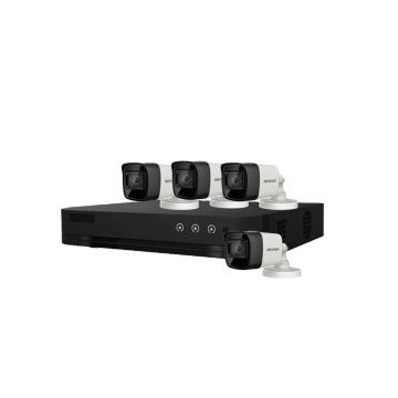 Sistem supraveghere exterior basic HikVision, 4 camere, 5 MP, IR 30 m, 2.8 mm