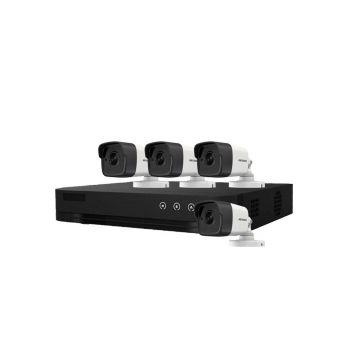 Sistem supraveghere exterior basic HikVision, 4 camere, 5 MP, IR 30 m, 2.8 mm, microfon