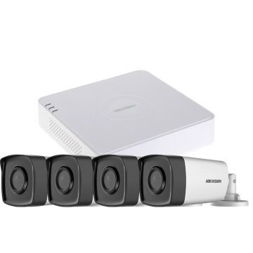 Sistem supraveghere exterior basic HikVision, 4 camere, 5 MP, IR 80 m, 3.6 mm