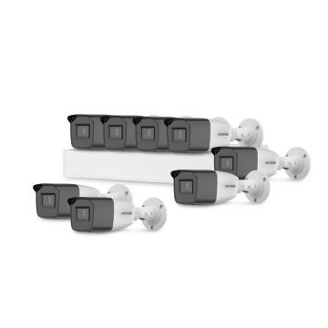 Sistem supraveghere exterior basic HikVision, 8 camere, 2 MP, IR 40 m, 2.7 - 13.5 mm, zoom manual