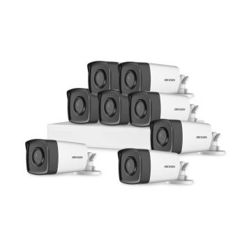 Sistem supraveghere exterior basic HikVision, 8 camere, 2 MP, IR 40 m, 2.8 mm