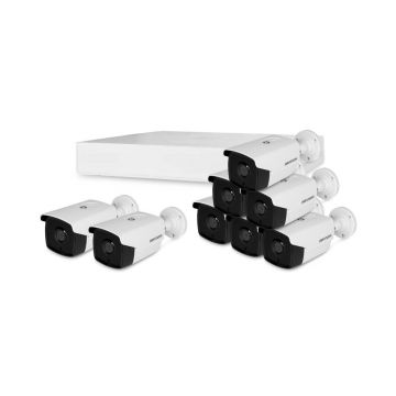 Sistem supraveghere exterior basic HikVision, 8 camere, 2 MP, IR 80 m, 3.6 mm
