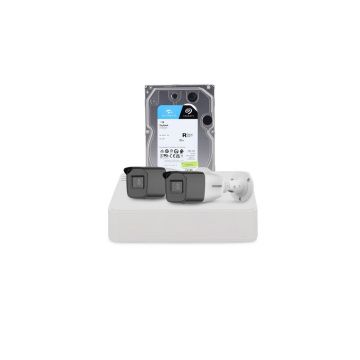 Sistem supraveghere exterior cu HDD 1 TB HikVision, 2 camere, 2 MP, IR 40 m, 2.7 - 13.5 mm, zoom manual