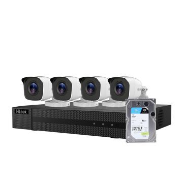 Sistem supraveghere exterior Hikvision HiLook KIT-HL-M-4C-C-0001, 5 MP, 2.8 mm, IR 20 m, HDD 1TB