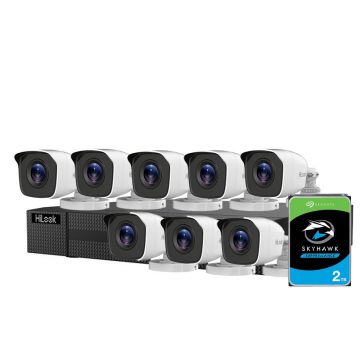 Sistem supraveghere exterior Hikvision HiLook KIT-HL-M-8C-C-0001, 5 MP, 2.8 mm, IR 20 m, HDD 2TB
