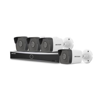 Sistem supraveghere IP exterior basic HikVision KIT-HIK-B4EXT2MP-30M-POE, 4 camere, 2 MP, 2.8 mm, IR 30 m